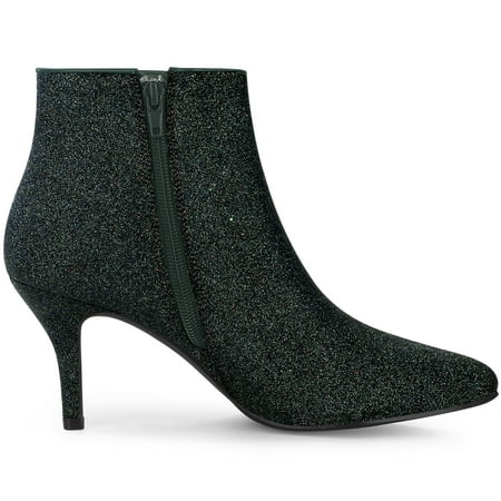 Women's Glitter Pointed Toe Stiletto Heel Ankle Boots